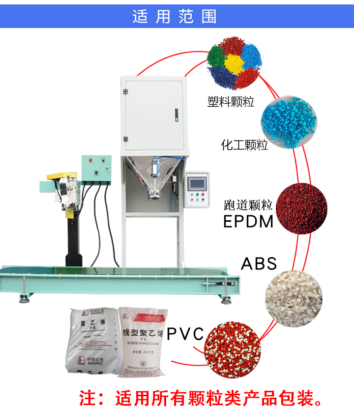 南衡25公斤塑料颗粒包装机 pvc abs pc epdm 跑道颗粒 色母粒 降解