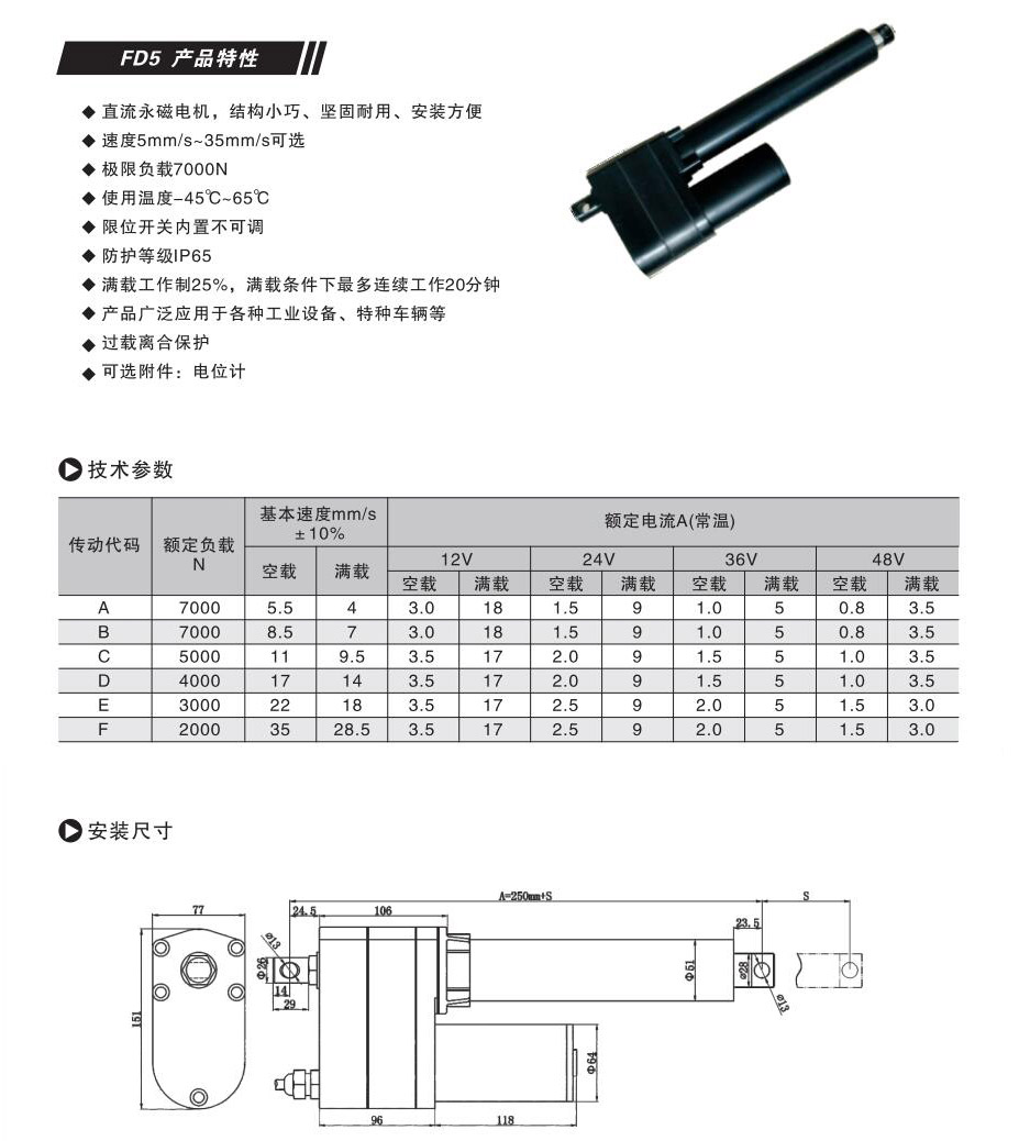 微型电动推杆最小尺寸图片